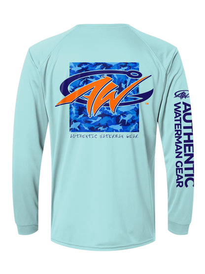 SHARK CAMO LOGO, ADULT PERFORMANCE LS